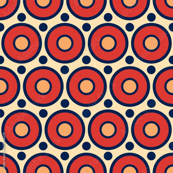 Fototapeta Abstract retro geometric seamless pattern. Circle and dots background