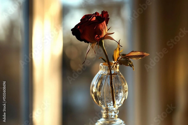 Obraz red rose in a vase