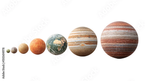 Obraz Planetary size comparison inner and outer planets isolated on transparent background