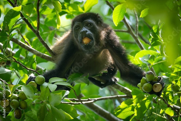 Obraz Howler monkey eating fruits