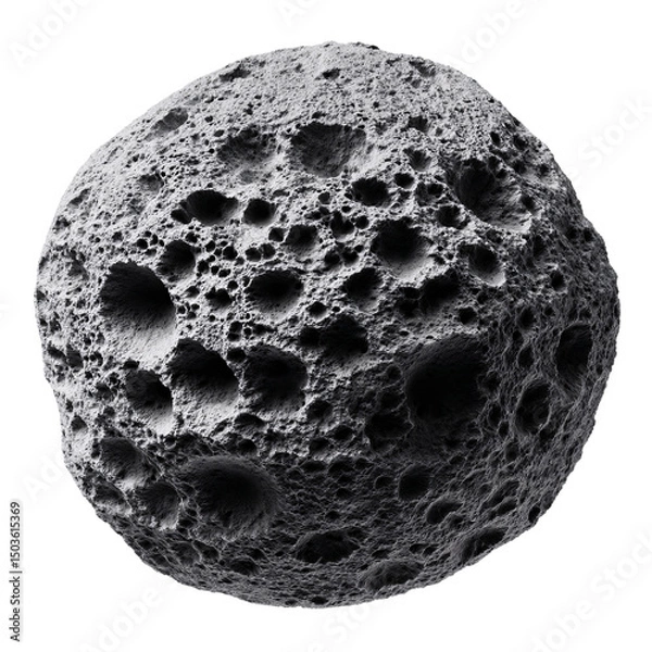 Obraz Cratered asteroid 3d render isolated on transparent background