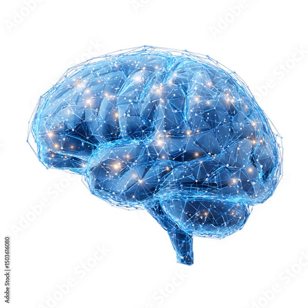 Obraz Abstract blue brain network isolated on transparent background