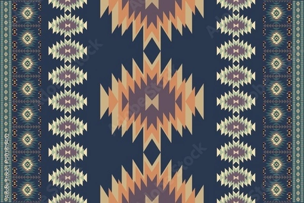 Fototapeta Native pattern american tribal indian ornament pattern geometric ethnic textile pattern navajo mexican fabric seamless Vector decoration fashion
