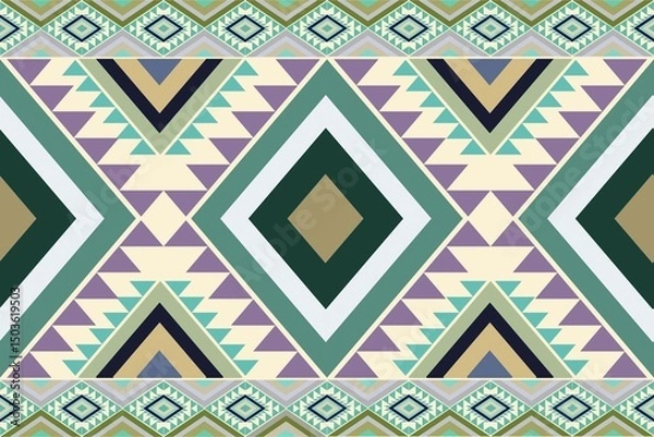 Fototapeta Native pattern american tribal indian ornament pattern geometric ethnic textile pattern navajo mexican fabric seamless Vector decoration fashion
