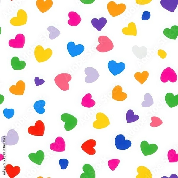 Obraz Colorful Hearts Background Design: Whimsical Art and Playful Wallpaper for Valentine Theme and Spring Vibes