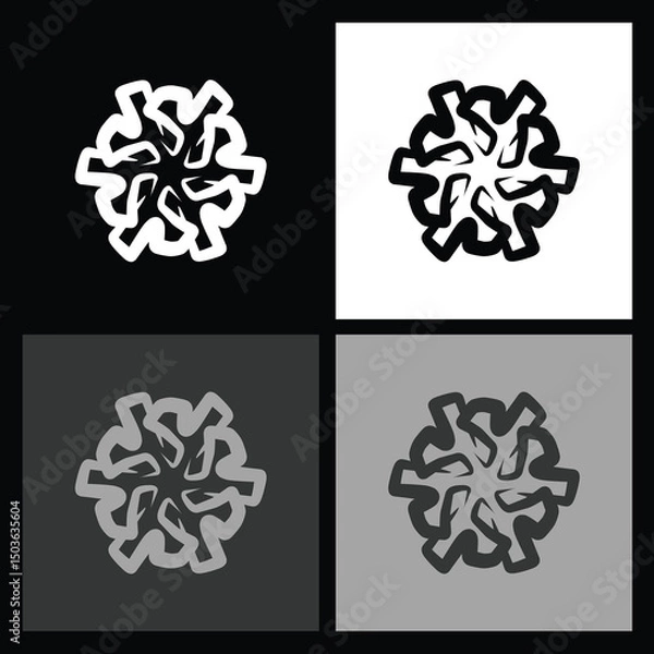 Fototapeta Abstract Black and White Radial Icon – Versatile Design Element for Websites, Logos, and Graphic Projects with a Bold Monochrome Aesthetic