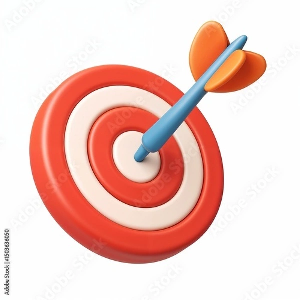 Fototapeta Target with arrow 3d icon isolated on white background

