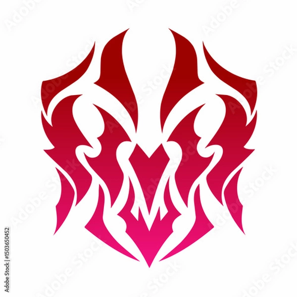 Obraz Symmetrical tribal motif vector illustration with red to magenta gradient effect
