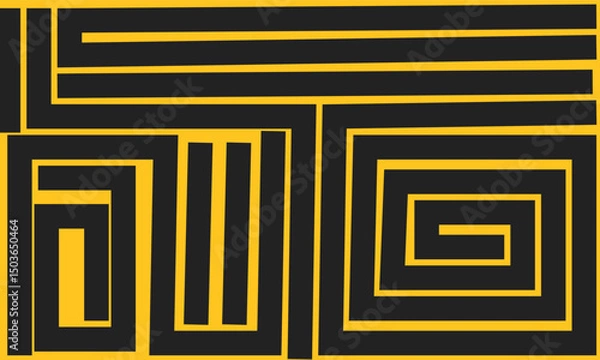 Obraz Abstract Geometric Motif Black Yellow Modern Tribal Style