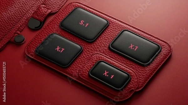 Obraz Luxury Leather Tech Accessory: Sleek Red Case with Integrated Buttons