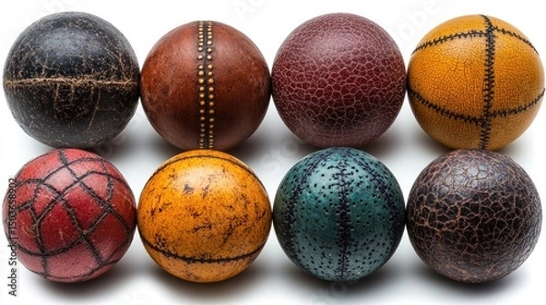 Obraz Collection of Eight Antique Leather Balls
