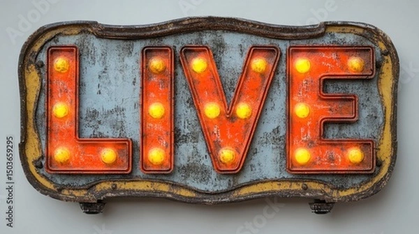 Obraz Vintage Rustic Live Sign with Illuminated Letters
