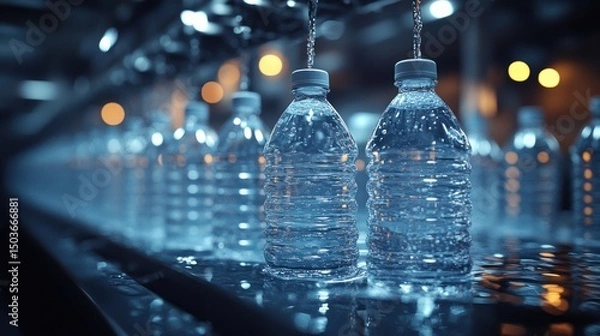 Obraz Bottled Water Production Line: Crystal Clear Purity