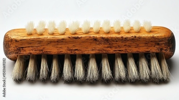 Obraz High-Quality Wooden Bristle Brush for Shoe Care