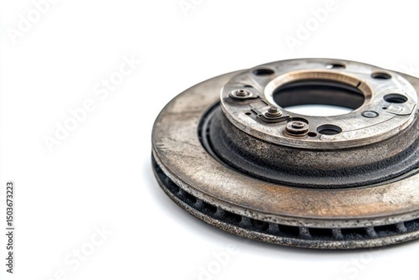 Fototapeta Close-up of a used vehicle brake disc.