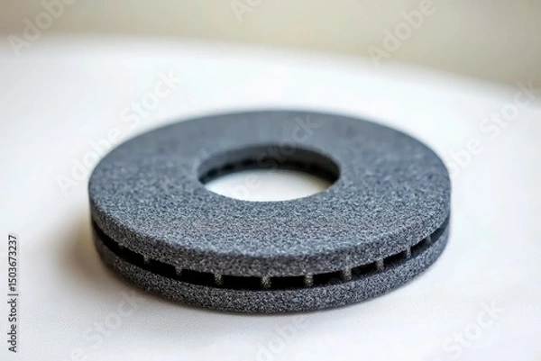 Fototapeta Close-up view of a dark gray circular disc.