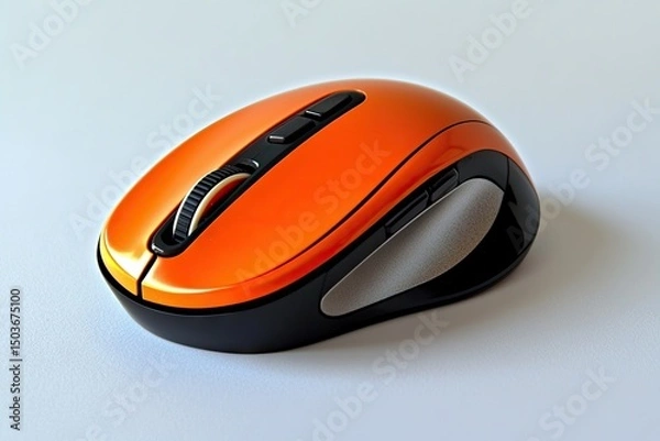 Fototapeta An orange computer mouse with black accents.