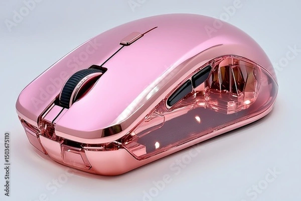 Fototapeta Rose gold colored wireless computer mouse.
