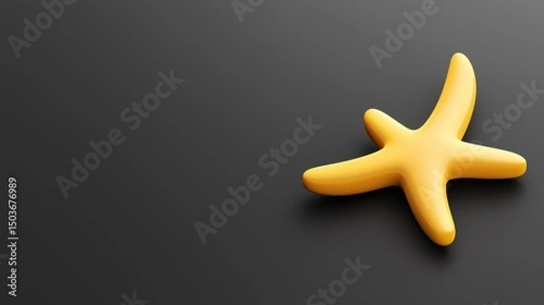 Fototapeta A yellow starfish rests on a smooth, dark background with minimalist design.