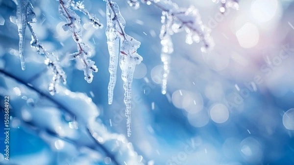Obraz A cold wave strikes, covering the land with ice and snow