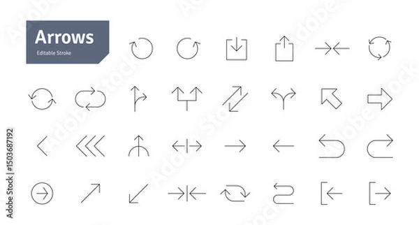Fototapeta Arrows Line Icon Set. User Interface Editable Stroke Vector Illustration