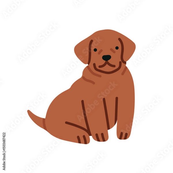 Fototapeta Illustration of Labrador dog, cute puppy. It can be used for pet-related marketing materials, educational content about breeds, prints, cards etc. Vector illustration isolated on white background.