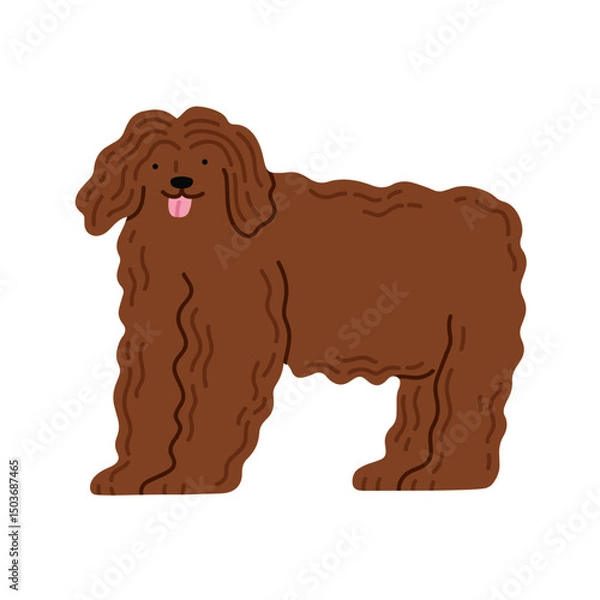 Fototapeta Illustration of Bergamasco Shepherd dog. Can be used for pet-related marketing materials, educational content about breeds, prints, cards etc. Vector illustration isolated on white background. 
