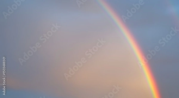 Fototapeta AI-Generated Minimalist AI Background of Soft Rainbow in Pastel Sky with Negative Space