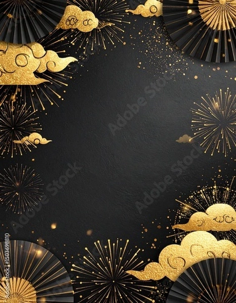 Obraz 黒の和風背景素材