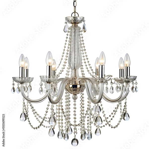 Fototapeta crystal chandelier with multiple arms and hanging beads
