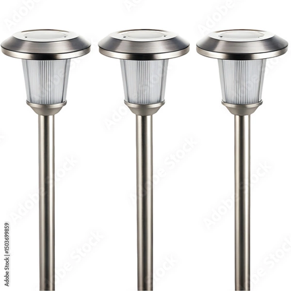Obraz solar powered pathway light set with stainless steel finish
