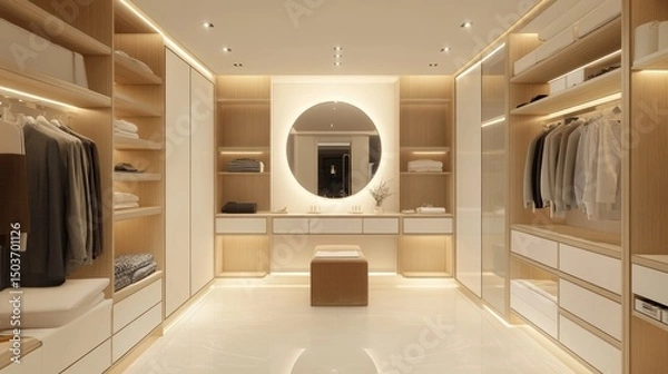 Fototapeta Modern Walk-In Closet with Minimalist Design