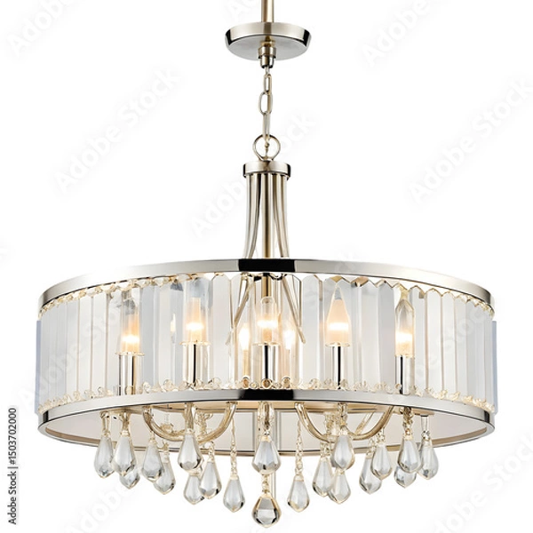 Obraz ceiling chandelier with glass prisms and chrome arms
