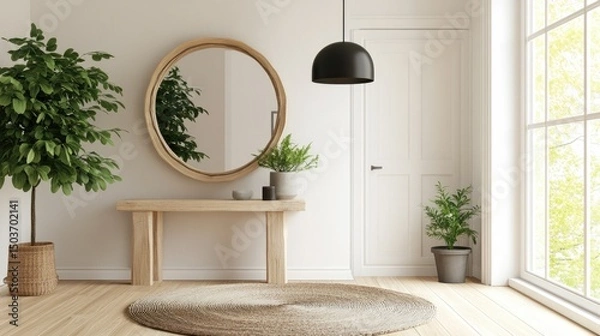 Fototapeta Minimalist Entryway with Natural Elements