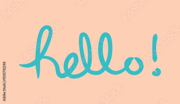 Fototapeta Hello text handwriting style. greetings vector illustration element.