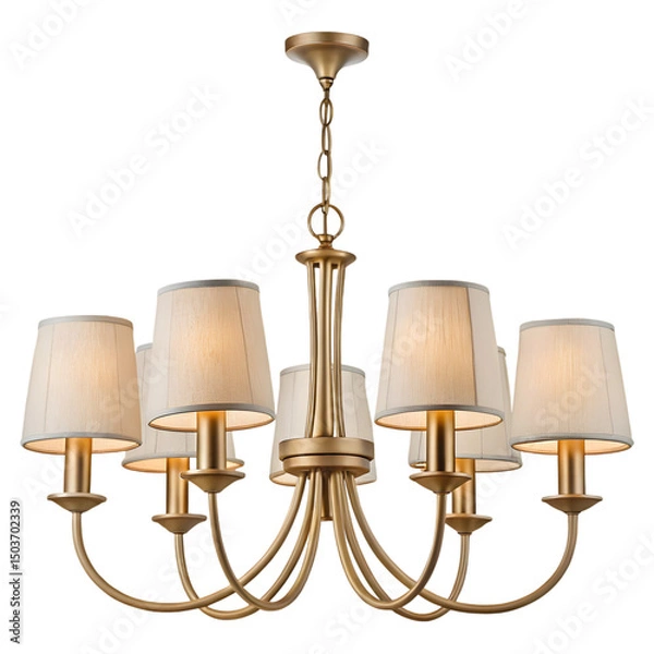 Obraz multi arm chandelier with fabric shades and warm light bulbs
