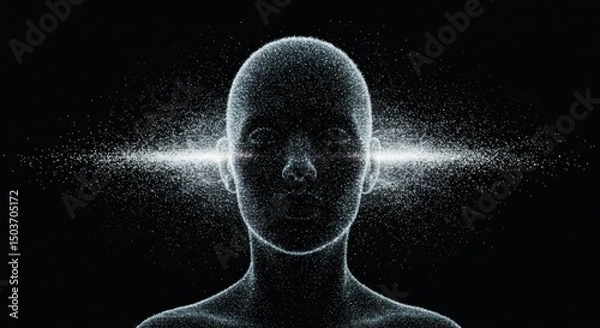 Fototapeta Abstract Representation of Human Consciousness and the Digital World Interface