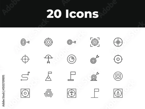 Obraz Target line icon set. Set of outline icons related to target, goal, achievement, focus, success, mission, arrow and others. Vector illustration.