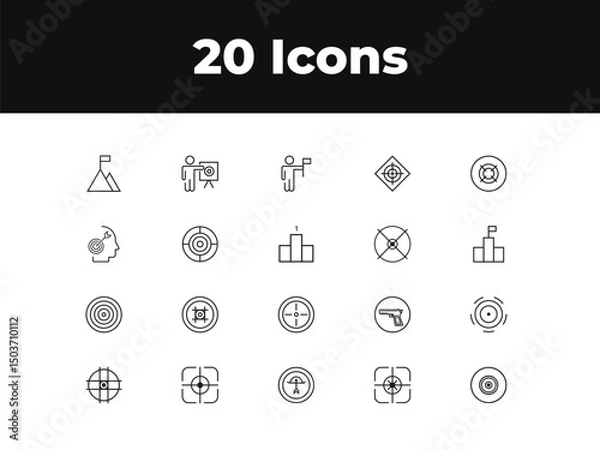 Obraz Target line icon set. Set of outline icons related to target, goal, achievement, focus, success, mission, arrow and others. Vector illustration.