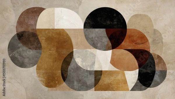 Fototapeta Abstract geometric shapes art with neutral colors
