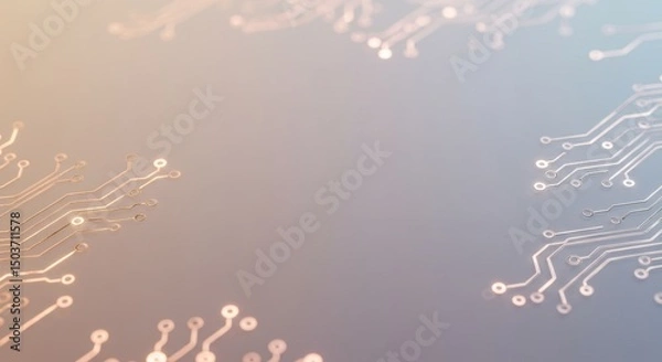 Fototapeta Abstract technology background with circuit board elements and blurred lights