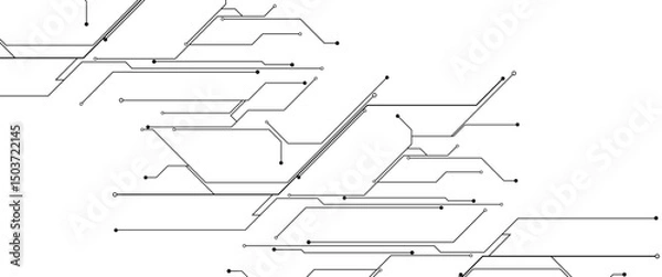 Obraz Vector Technology black circuit diagram concept. Abstract technology on white background. High-tech circuit board.