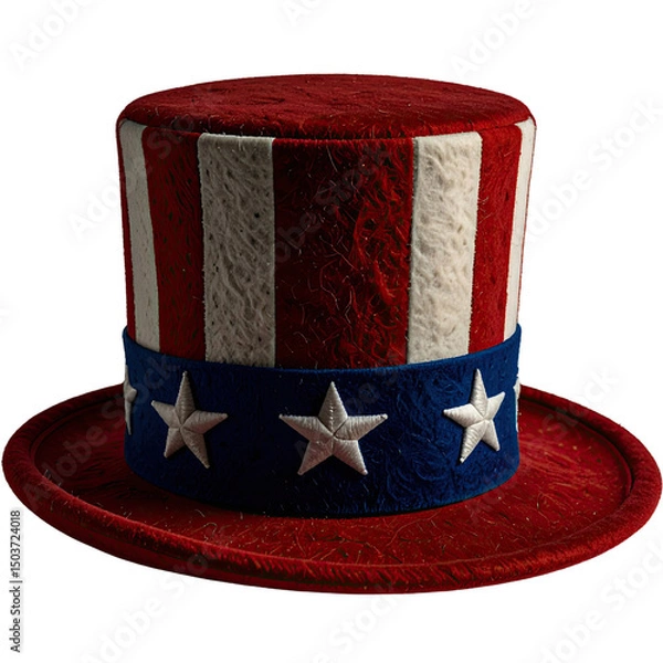 Obraz Uncle Sam hat felt toy Patriotic American flag pattern 4th of July isolated