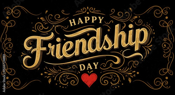 Fototapeta Happy friendship day lettering design