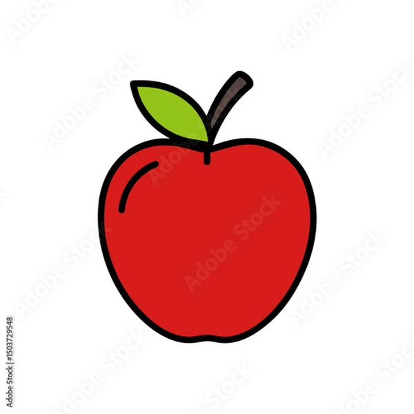 Fototapeta Crisp Red Apple Doodle Vector Graphic For Healthy Food And Autumn Designs