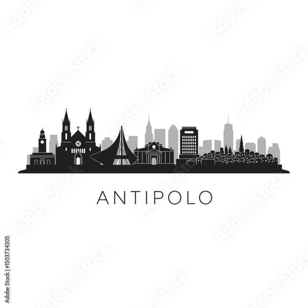 Fototapeta Antipolo Skyline with Philippines Minimal Vector.