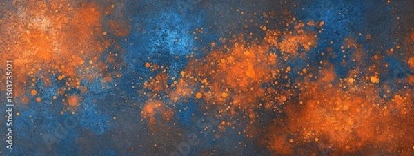 Fototapeta Abstract blend of orange and blue, dotted texture