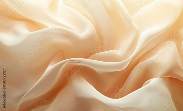 Fototapeta Soft, flowing peach-toned fabric drapes