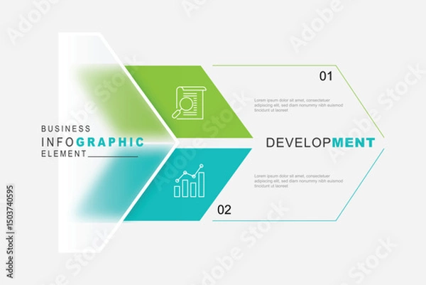 Fototapeta Banner template infographic element with 2 step and glassmorphism concept.