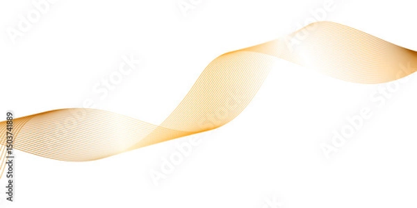 Fototapeta Glowing waveform frequency futuristic energy sound waves technology concept background. Abstract gold line wave line in vector business texture. Pattern line blend curve flow futuristic background.	
